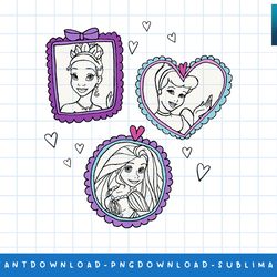 disney princess cinderella rapunzel and tiana frames t-shirt png, sublimate, digital print