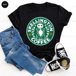 halloween spooky skeleton coffee shop logo design halloween shirts for men, unisex halloween party outfit, crewneck hall