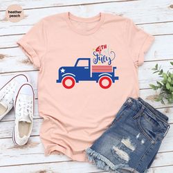 happy july 4th shirts, patriotic graphic tees, truck mens shirts, 4th of july toddler t-shirt, gifts for american, indep