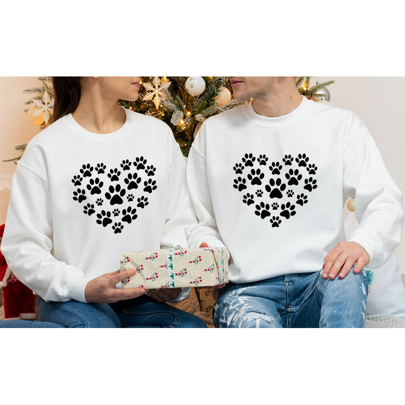 Heart Love Dog Paw, Love My Valentine Sweatshirt, Dog Paw Long Sleeve Shirt, Happy Valentine Day Heart Hoodie, Matching Heart Gift - 2.jpg