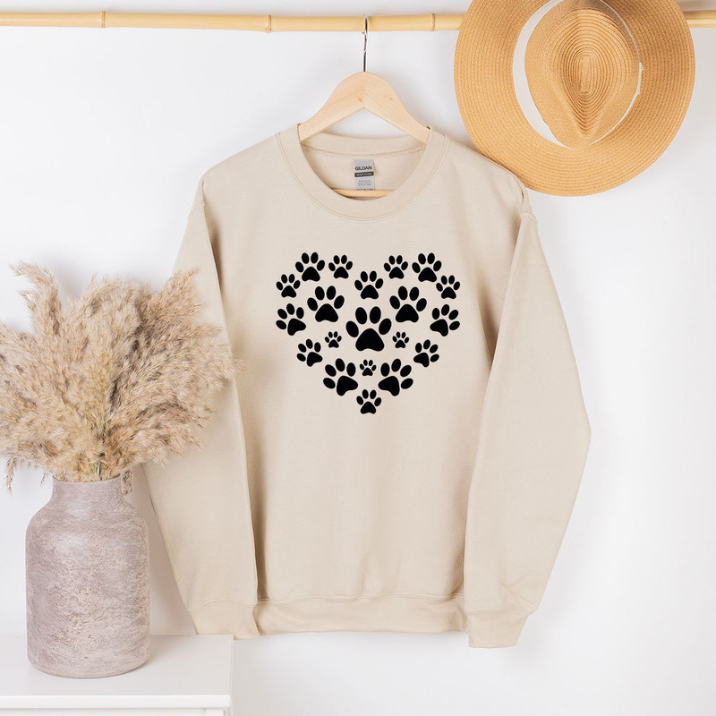Heart Love Dog Paw, Love My Valentine Sweatshirt, Dog Paw Long Sleeve Shirt, Happy Valentine Day Heart Hoodie, Matching Heart Gift - 3.jpg