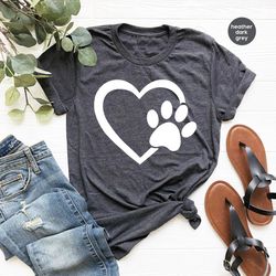heart paw t-shirts, dog my valentines day, paw love print heart, dog mama shirts, gifts for dog mom, cat paw tees, gifts