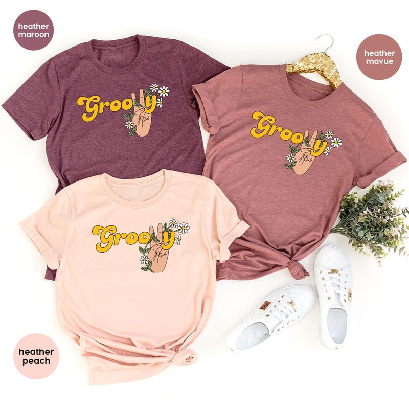 Hippie Graphic Tees, Shirt for Women, Groovy Shirt, Floral T-Shirt, Retro Shirt, Positive Vneck Shirt, Gift for Her, Women Clothing - 4.jpg