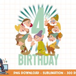 disney snow white seven dwarfs 4th birthday portrait png, sublimation, digital print