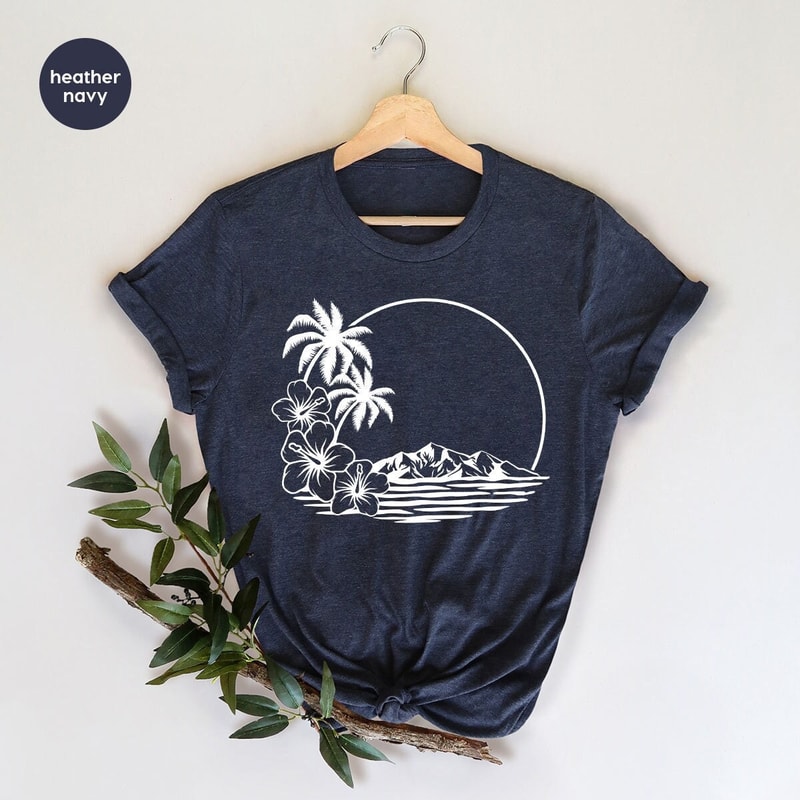 Holiday Shirt, Vacation Vneck Shirt, Summer Shirt, Floral Graphic Tees, Travel Shirt, Beach T-Shirt, Summer Shirts for Women, Gift for Her - 1.jpg