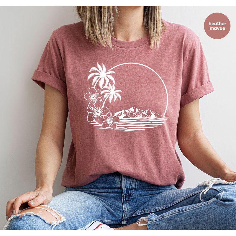 Holiday Shirt, Vacation Vneck Shirt, Summer Shirt, Floral Graphic Tees, Travel Shirt, Beach T-Shirt, Summer Shirts for Women, Gift for Her - 2.jpg