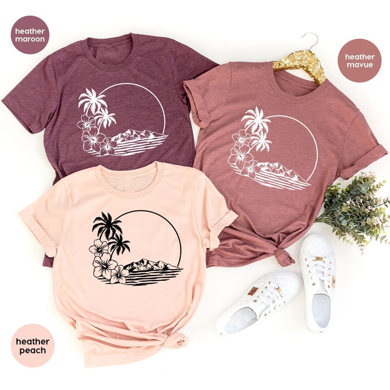 Holiday Shirt, Vacation Vneck Shirt, Summer Shirt, Floral Graphic Tees, Travel Shirt, Beach T-Shirt, Summer Shirts for Women, Gift for Her - 5.jpg