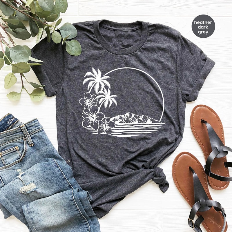 Holiday Shirt, Vacation Vneck Shirt, Summer Shirt, Floral Graphic Tees, Travel Shirt, Beach T-Shirt, Summer Shirts for Women, Gift for Her - 6.jpg