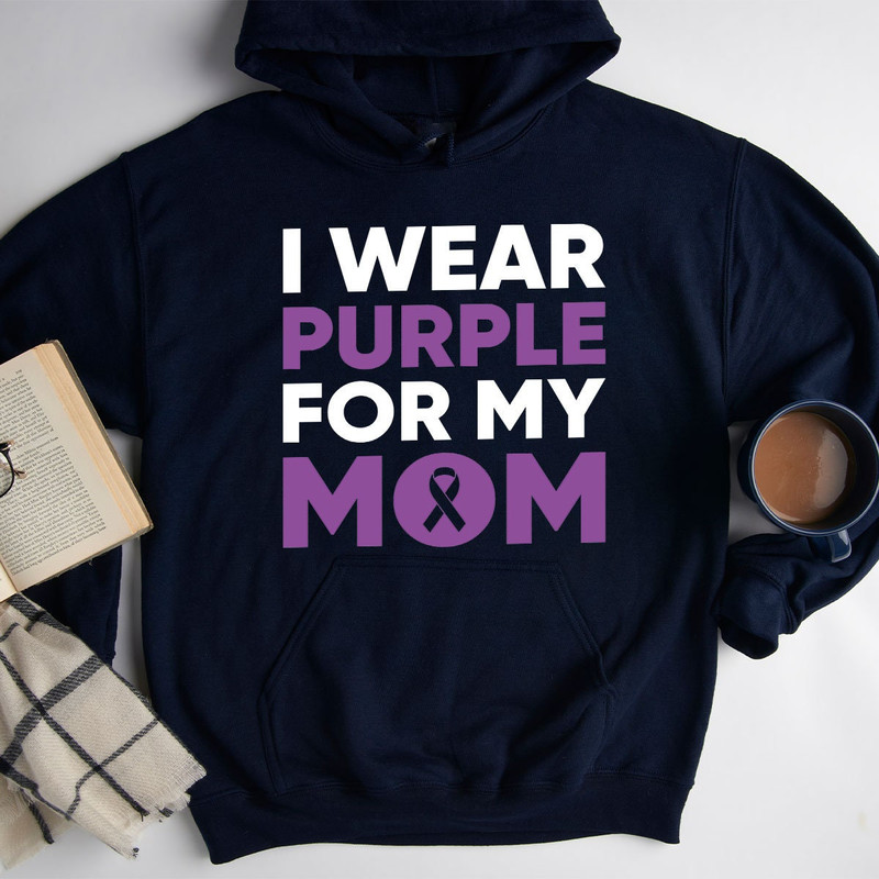 I Wear Purple For My Mom Sweatshirt, Cancer Support Long Sleeve Shirts, Purple Ribbon Hoodie, Pancreatic Cancer Awareness, Pancreatic Cancer - 3.jpg