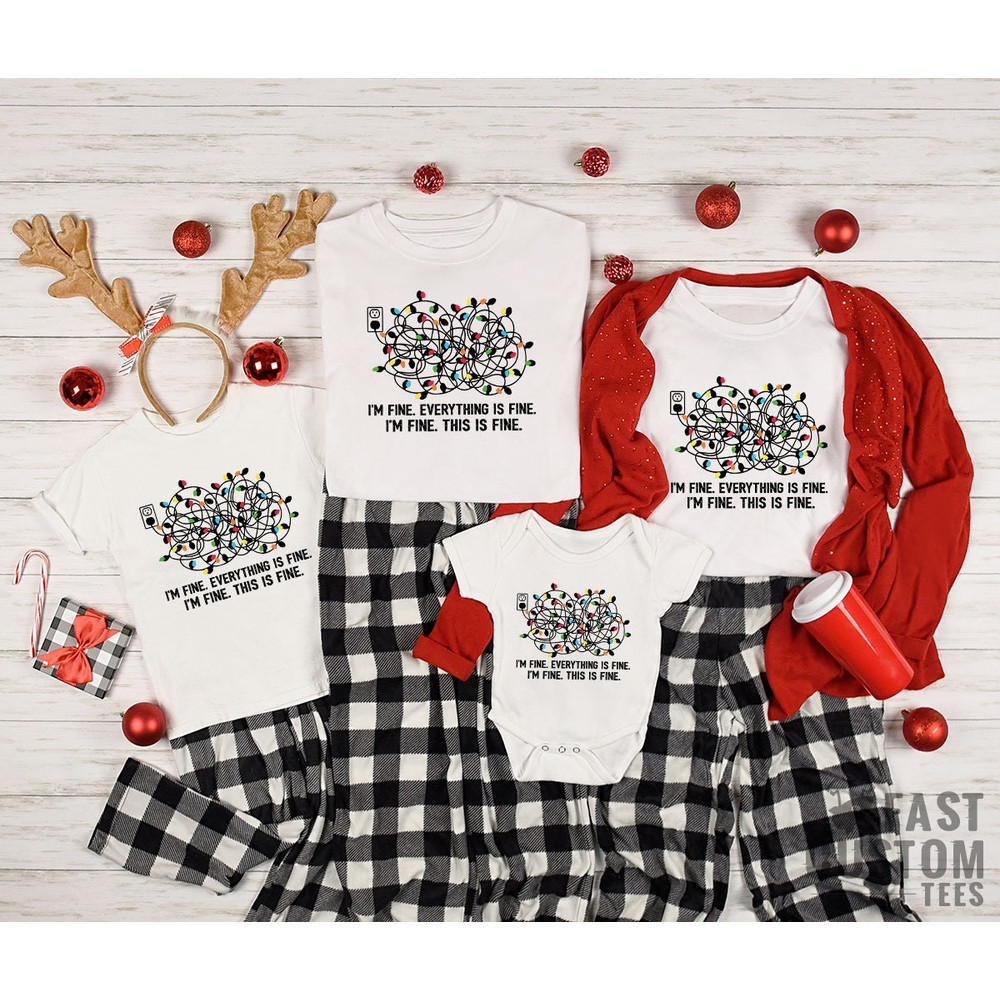 I'm Fine Christmas Lights Shirt, Funny Christmas Hoodies, Everything Is Fine Tshirt, Xmas Party Hoodie, Cute Holiday Shirts - 4.jpg