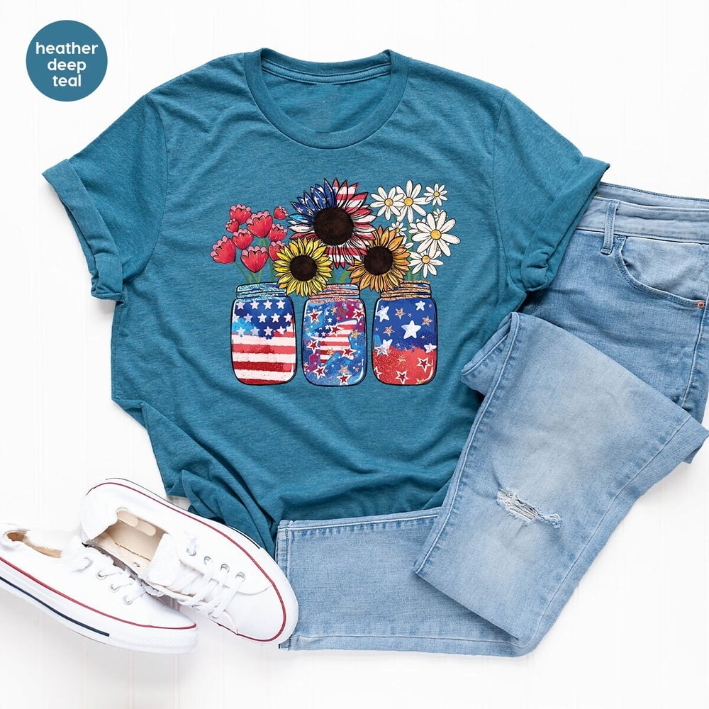 Independence Day Shirt, America Sunflower Graphic Tees, 4th Of July Flag TShirts, Veterans Day Gifts, Gift For American, Freedom Outfit - 1.jpg