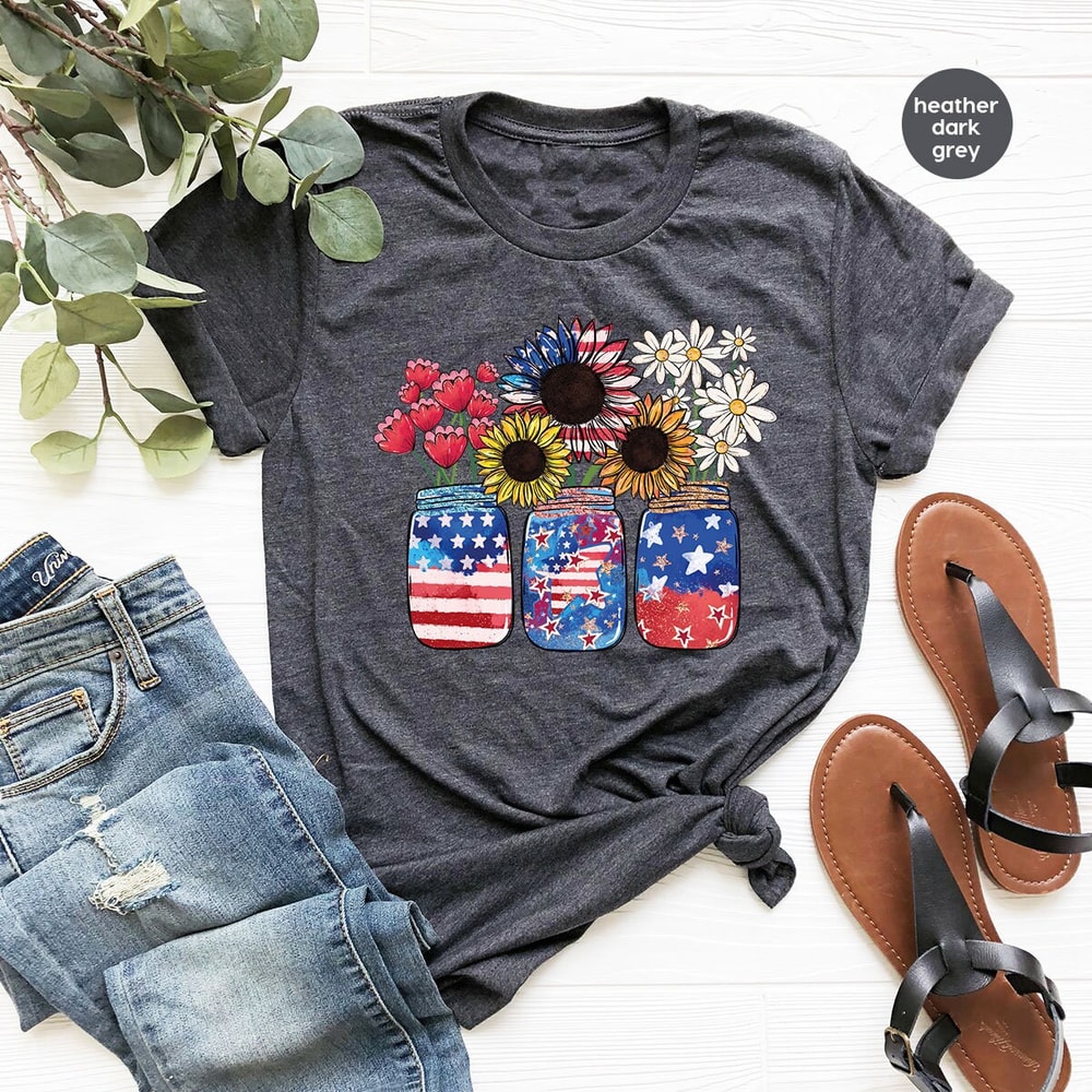 Independence Day Shirt, America Sunflower Graphic Tees, 4th Of July Flag TShirts, Veterans Day Gifts, Gift For American, Freedom Outfit - 2.jpg