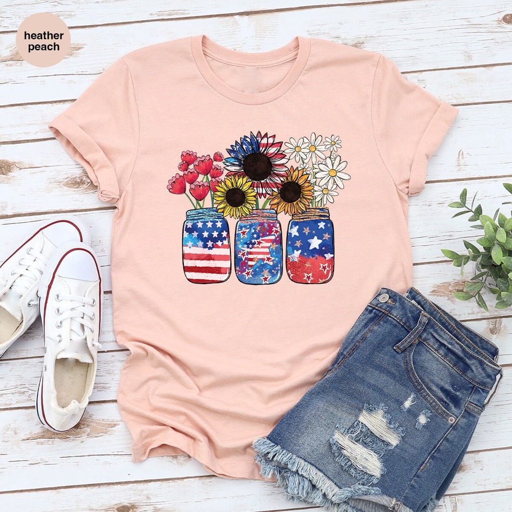 Independence Day Shirt, America Sunflower Graphic Tees, 4th Of July Flag TShirts, Veterans Day Gifts, Gift For American, Freedom Outfit - 7.jpg