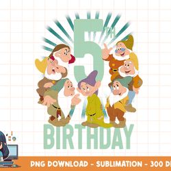 disney snow white seven dwarfs 5th birthday portrait png, sublimation, digital print