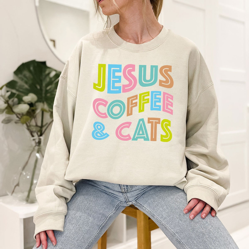Jesus Coffee and Cats Shirts for Women, Coffee Shirt Gifts for Christian Women, Jesus T Shirt Gifts for Christian Cat Mom, Cute Cat Shirts - 6.jpg
