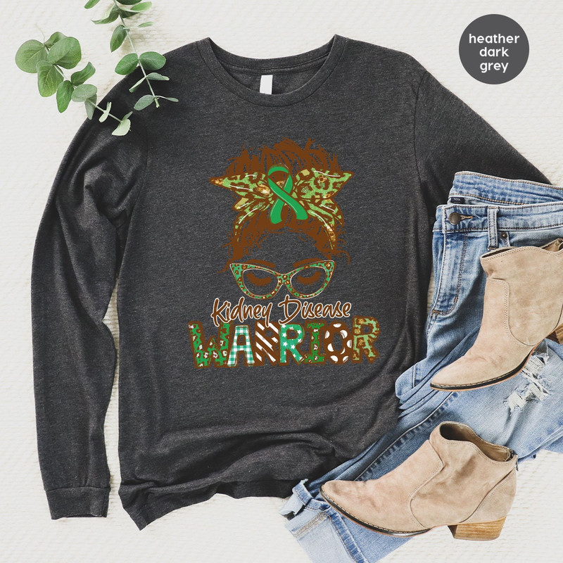 Kidney Disease Warrior Sweatshirt, Gift for Her, Kidney Transplant Long Sleeve Tees, Kidney Disease Awareness, Dialysis Hoodies and Sweaters - 3.jpg