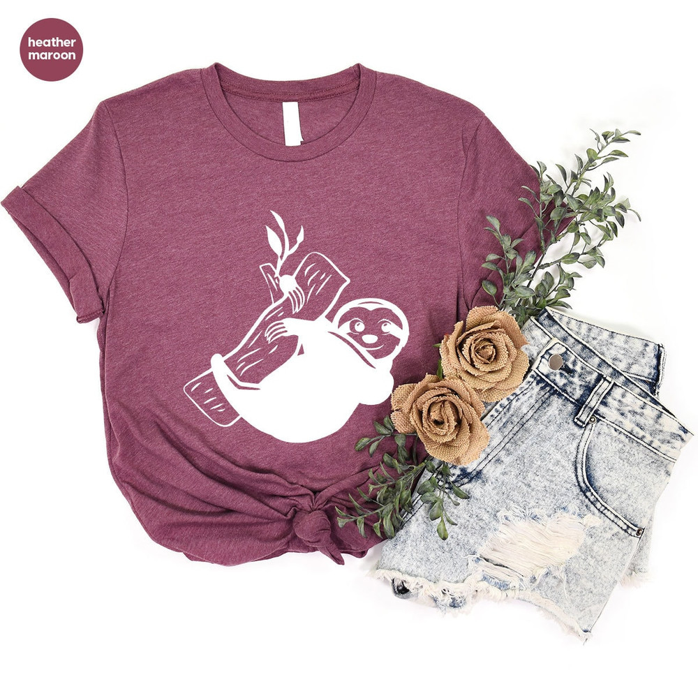 Lazy Sloth Birthday Gifts, Gift for Lazy Friend, Cute Sloth Graphic Tees, Animal Toddler Boy Shirt, Funny Girls Outfit, Trendy Kids Clothing - 4.jpg