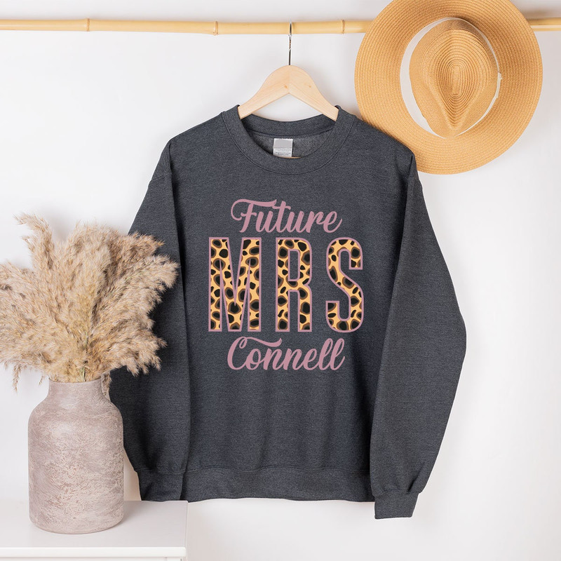 Leopard Print Custom Future Mrs Sweatshirt, Custom Engagement Gifts for Bride, Crewneck Fiance Long Sleeve Shirt, Custom Bride Hoodie - 2.jpg
