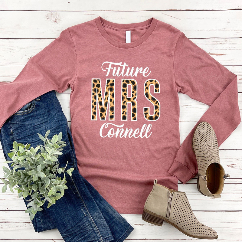 Leopard Print Custom Future Mrs Sweatshirt, Custom Engagement Gifts for Bride, Crewneck Fiance Long Sleeve Shirt, Custom Bride Hoodie - 4.jpg