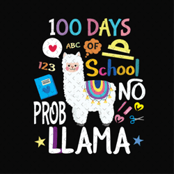 100th days of school no prob llama svg files for silhouette, back to school, school svg, school, back to  school svg