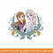 Disney Frozen Anna & Elsa Sisters Floral Portrait png, sublimate, digital download.jpg