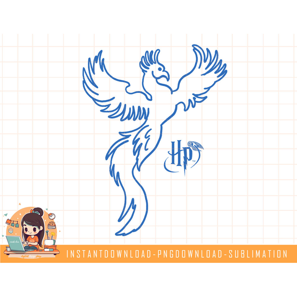 Harry Potter Phoenix Line Art Left Chest png, sublimate, digital download.jpg