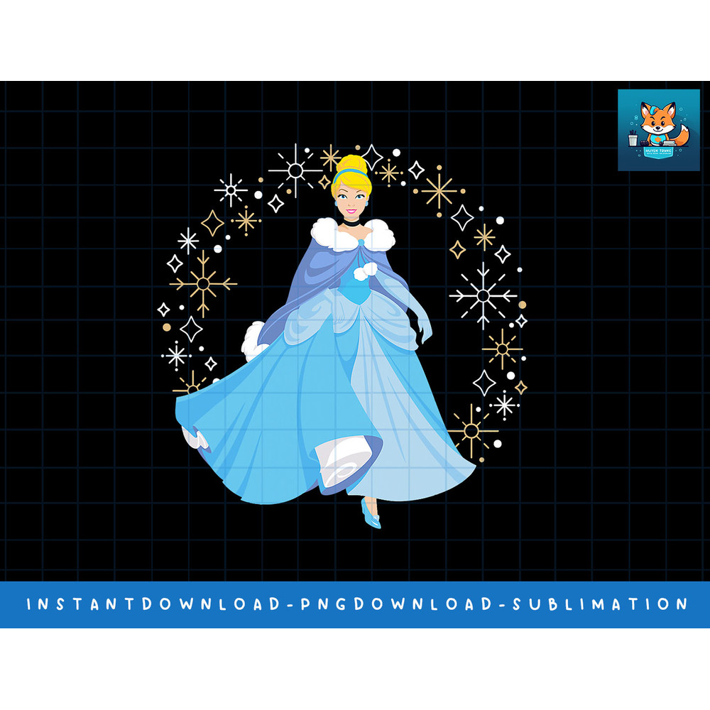 Disney Princess Cinderella Winter Snowflakes Holiday png, sublimate, digital print.jpg