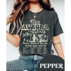 comfort colors vintage the aurora tour 1978-79 shirt, daisy jones  the six, brilliant taylor jenkins reid, aurora world