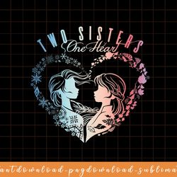 disney frozen anna & elsa two sisters one heart gradient png, sublimate, digital download