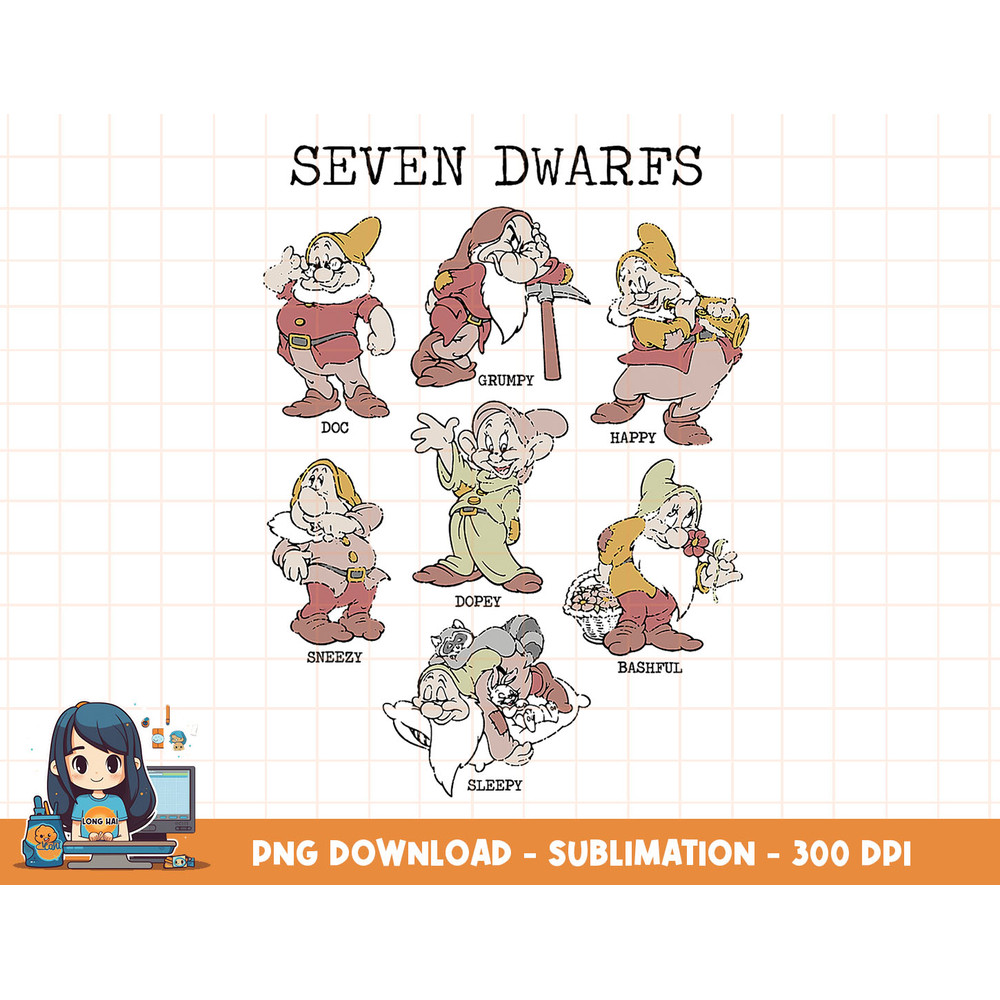 Disney Snow White Seven Dwarfs Portraits png, sublimation, digital print.jpg