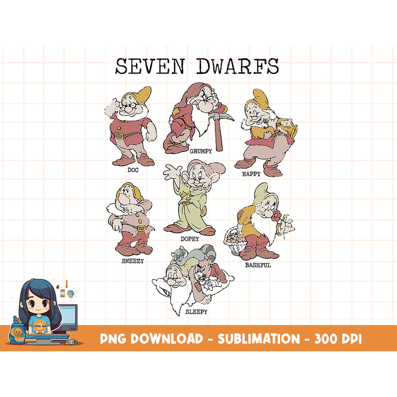 Disney Snow White Seven Dwarfs Portraits png, sublimation, digital print.jpg