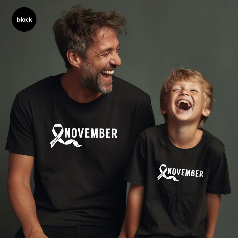 Lung Cancer Shirt, Cancer Gifts, Cancer Support T-Shirt, November Awareness Month Tee, Lung Cancer Survivor Gift, Cancer Ribbon Graphic Tees - 1.jpg