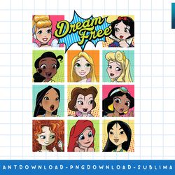 disney princess dream free comic style portrait panel grid png, sublimate, digital print