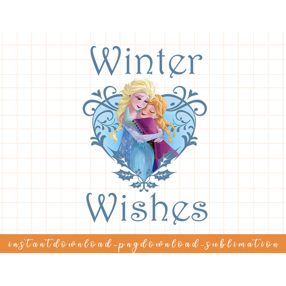 Disney Frozen Anna And Elsa Winter Wishes Heart Portrait png, sublimate, digital download.jpg