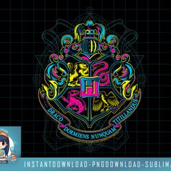 harry potter neon hogwarts shield with motto png, sublimate, digital download
