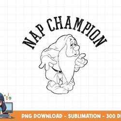 disney snow white sleepy nap champion simple black outline png, sublimation, digital print