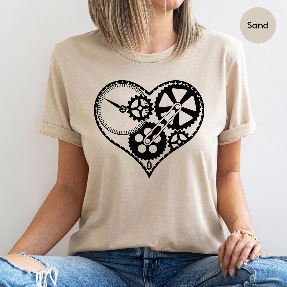 Mechanical Heart Crewneck Sweatshirt for Valentines Day, Heart Graphic Tees, Heart Steampunk Gears Cogs Clockwork Gifts for Engineer Women - 3.jpg