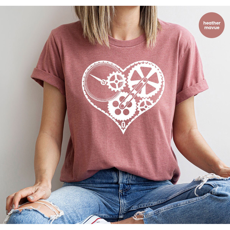Mechanical Heart Crewneck Sweatshirt for Valentines Day, Heart Graphic Tees, Heart Steampunk Gears Cogs Clockwork Gifts for Engineer Women - 5.jpg