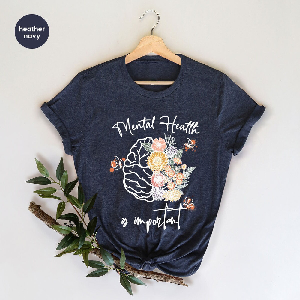 Mental Awareness Shirt, Therapist Gifts, Inspirational Outfit, Psychologist Gifts, Floral Anxiety TShirt, Brain Graphic Tees, Gift for Her - 6.jpg