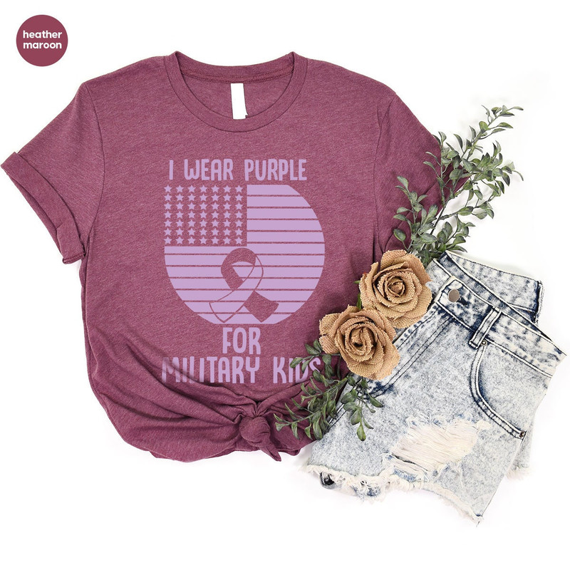 Military Kids Shirt, Month Of The Military Child Clothes, I Wear Purple For Military Kids Tee, Military Child Awareness, Military Mom Outfit - 3.jpg