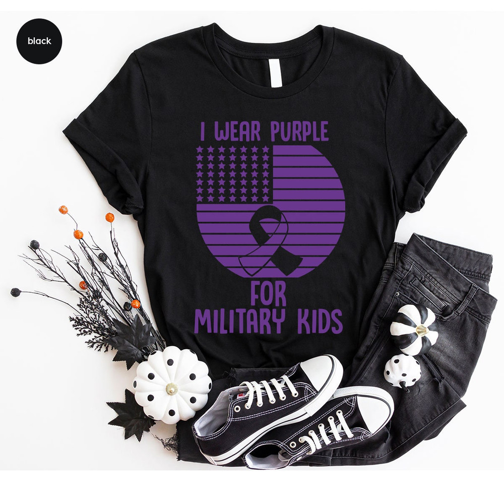 Military Kids Shirt, Month Of The Military Child Clothes, I Wear Purple For Military Kids Tee, Military Child Awareness, Military Mom Outfit - 5.jpg
