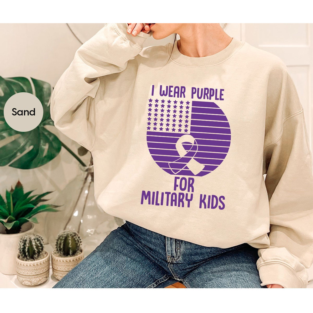 Military Kids Shirt, Month Of The Military Child Clothes, I Wear Purple For Military Kids Tee, Military Child Awareness, Military Mom Outfit - 6.jpg