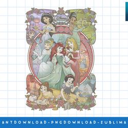 disney princess faded castle portrait collage png, sublimate, digital print