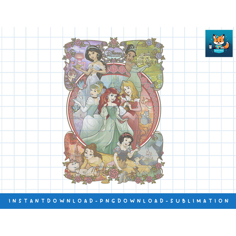 Disney Princess Faded Castle Portrait Collage png, sublimate, digital print.jpg