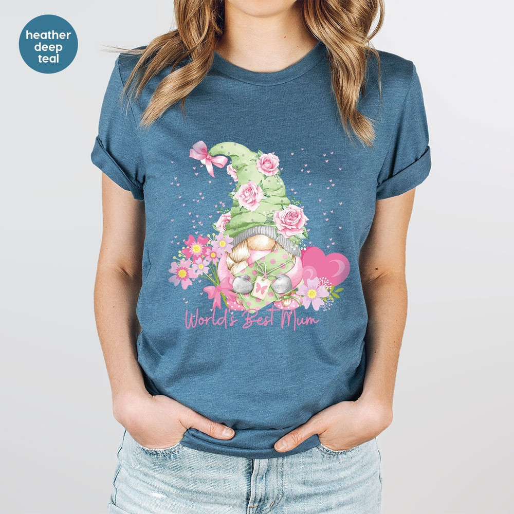 Mom T Shirt, Mothers Day Gift, Cute Gnome Graphic Tees, Mothers Day Shirt, Mom Gifts, Floral Mum Shirt, Mother Gift, Vneck Shirts for Mama - 1.jpg