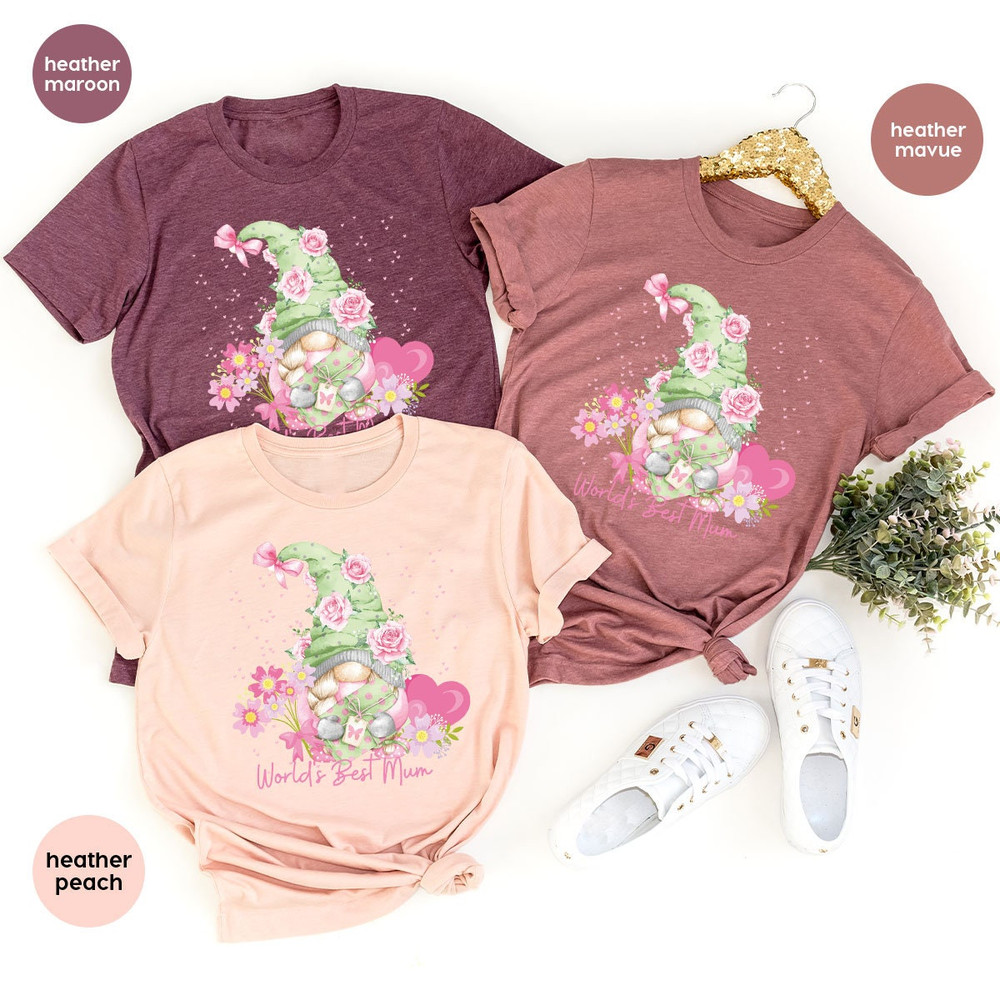 Mom T Shirt, Mothers Day Gift, Cute Gnome Graphic Tees, Mothers Day Shirt, Mom Gifts, Floral Mum Shirt, Mother Gift, Vneck Shirts for Mama - 3.jpg
