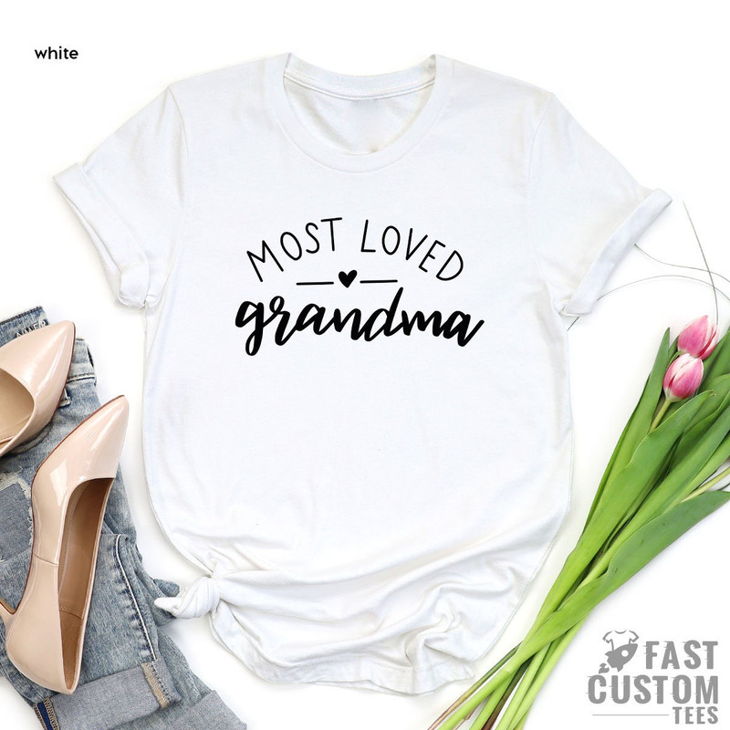 Most Loved Grandma T-Shirt, Grandma Established Shirt, Gift for Grandma, Grandma Spring Gift Shirt, Pregnancy Announcement Grandparents Gift - 3.jpg