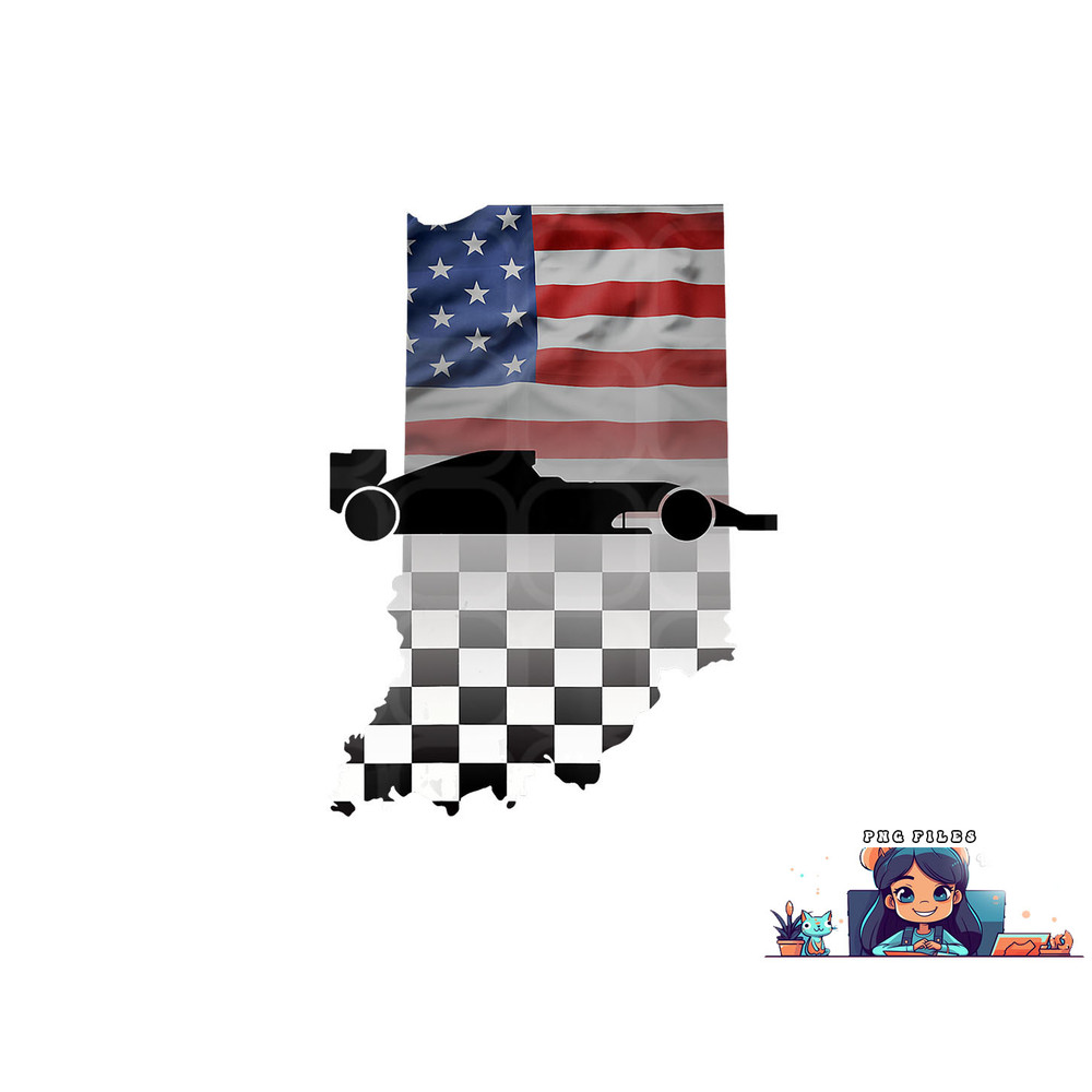 Womens Indiana American Flag to Checkered Flag Graphic V-Neck png, digital download copy.jpg