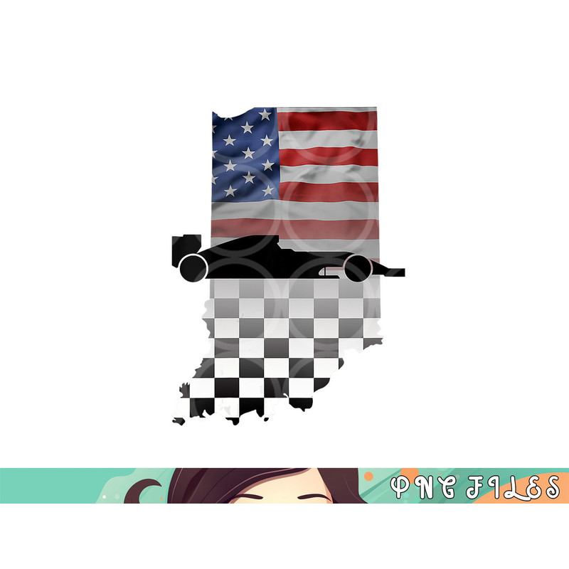 Womens Indiana American Flag to Checkered Flag Graphic V-Neck png, digital download copy.jpg