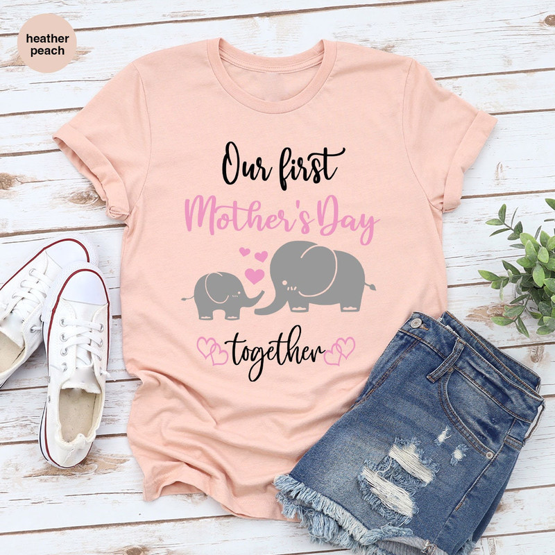Mothers Day Shirt, First Mothers Day Gift, Mommy and Me Matching Shirts, Our First Mothers Day Together TShirt, Cute Elephant Baby Onesie® - 5.jpg